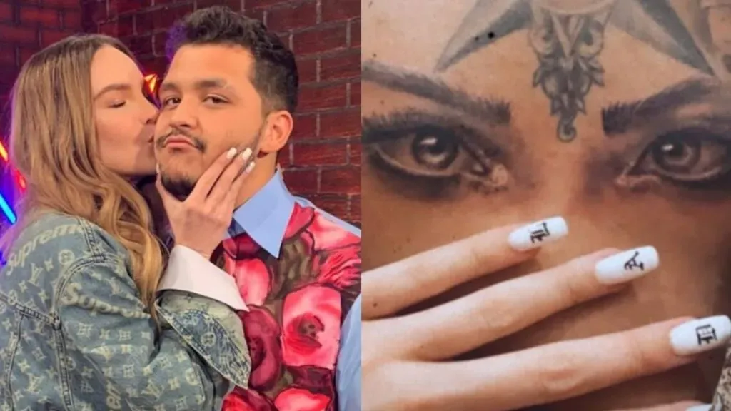 El tatuaje que Nodal se hizo de los ojos de Belinda (Twitter)