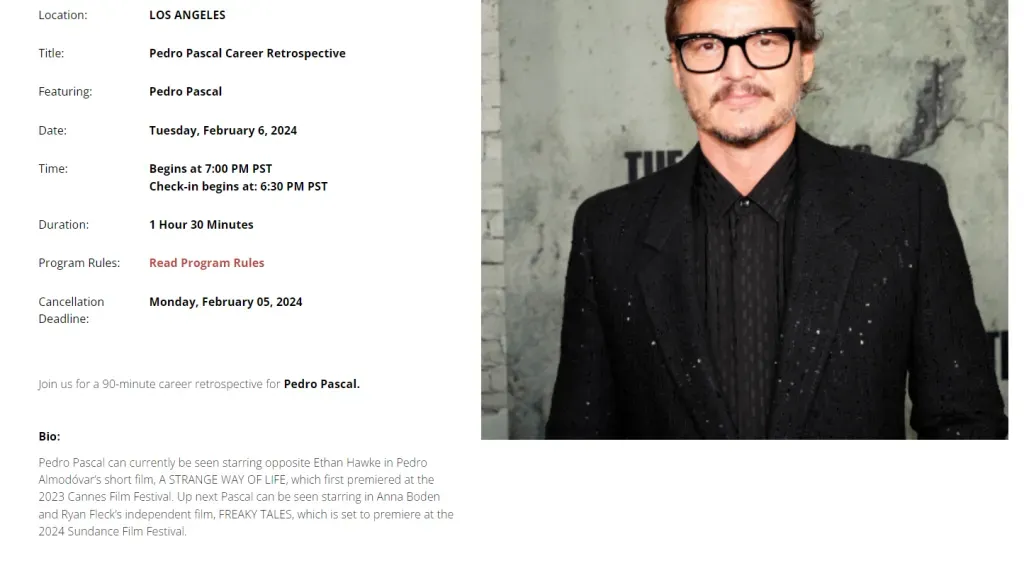 De esta página fue de donde salió el rumor de que Pedro Pascal será Reed Richards. Imagen: members.sagfoundation.org.