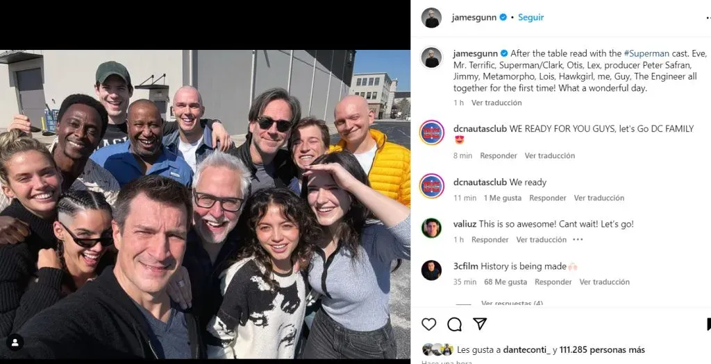 El posteo del director de Superman: Legacy. (Instagram)