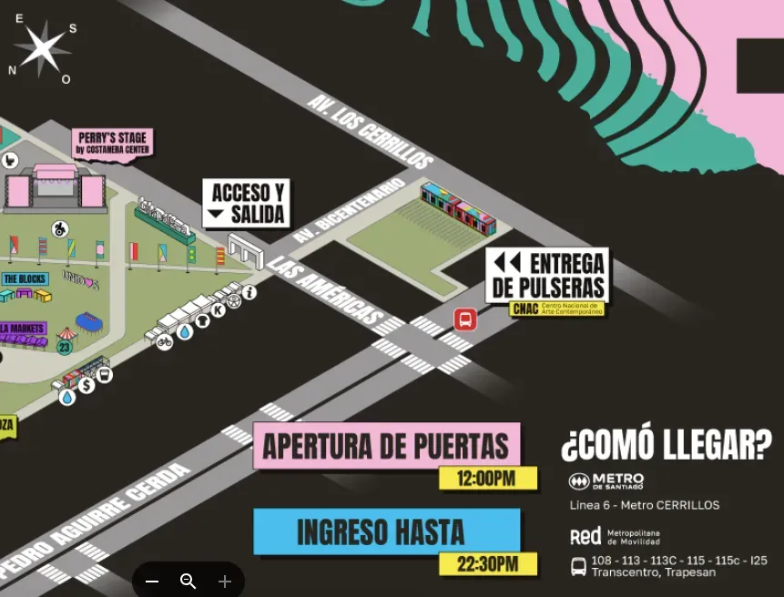 El mapa del acceso a Lollapalooza Chile 2024.