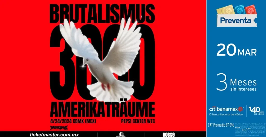 La presentación de Brutalismus 3000 es una de las más esperadas en México. Imagen: Ticketmaster.