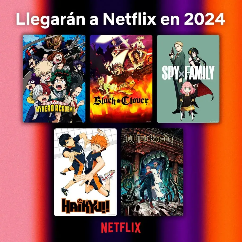 El anuncio de Netflix sobre los populares animés que estrenará en 2024.