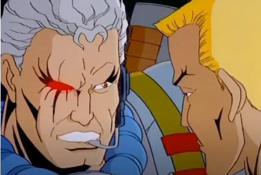 A la izquierda podemos ver la apariencia de Natahn Summer, más conocido como Cable, en la serie animada de los X Men de los años 90. Imagen: @donovandelarosa752.