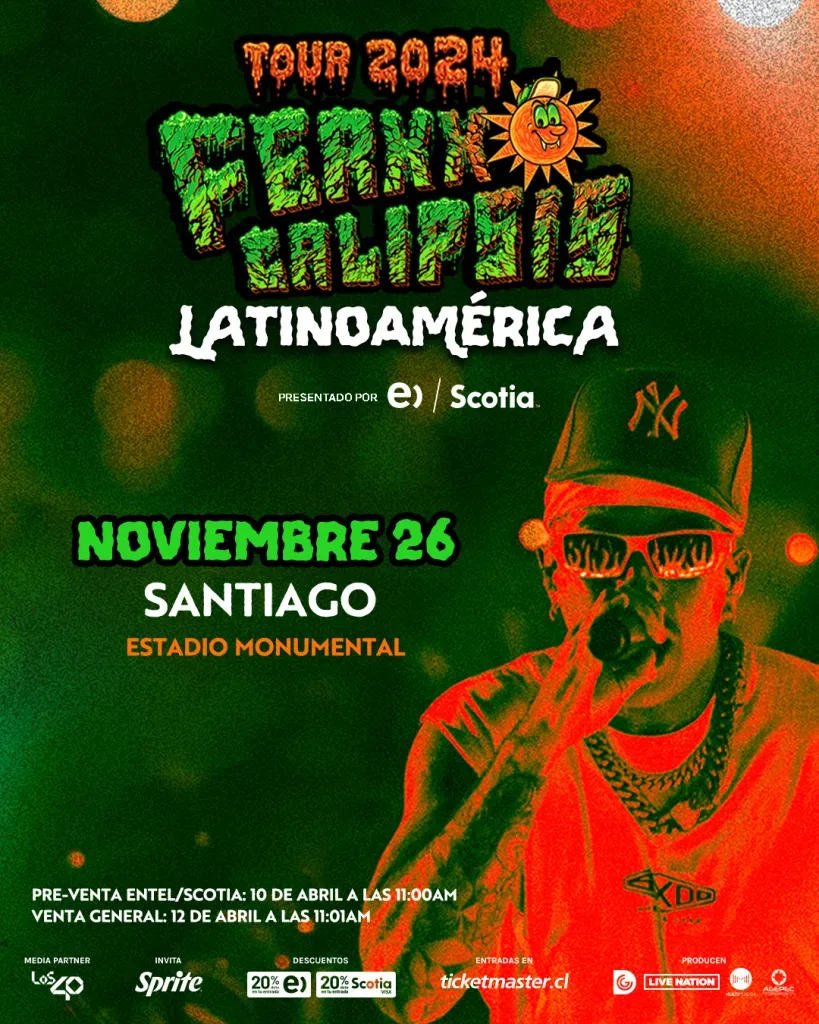 El afiche oficial de Feid en Chile.