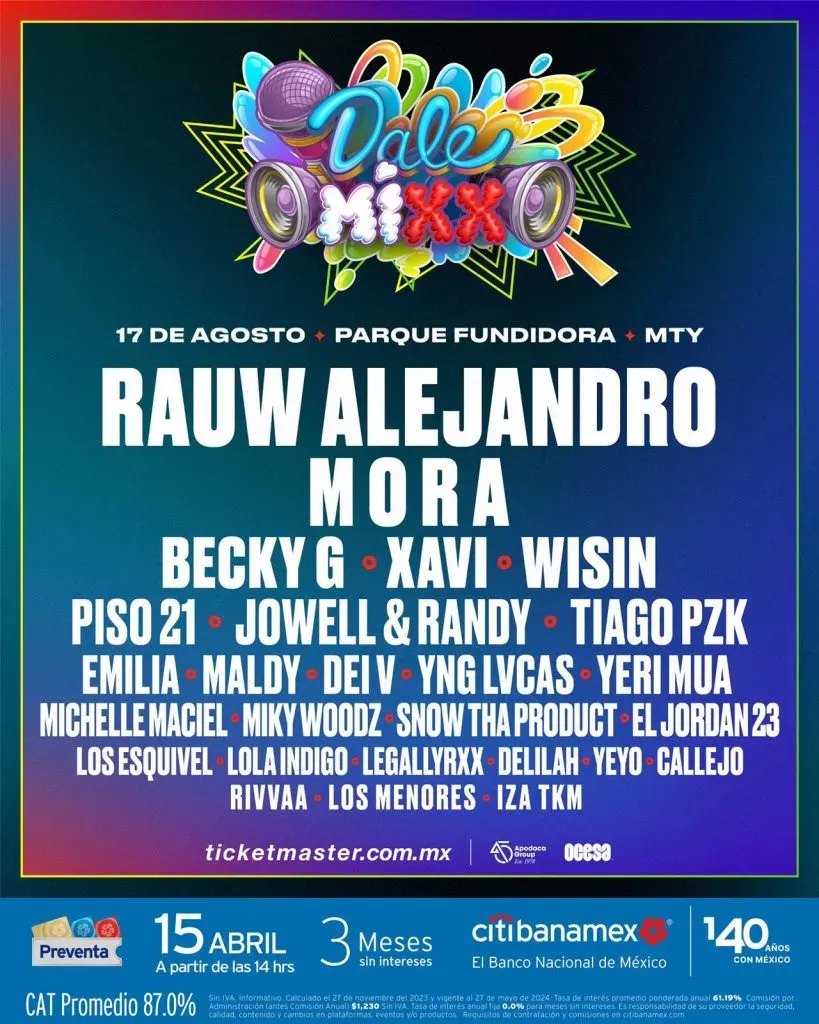 Así es el Cartel de artistas oficial de Dale Mixx México 2024.