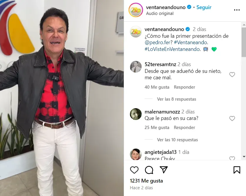 El cantante no se salvó de los comentarios mal intencionados de muchos internautas. Imagen: @ventaneandouno.