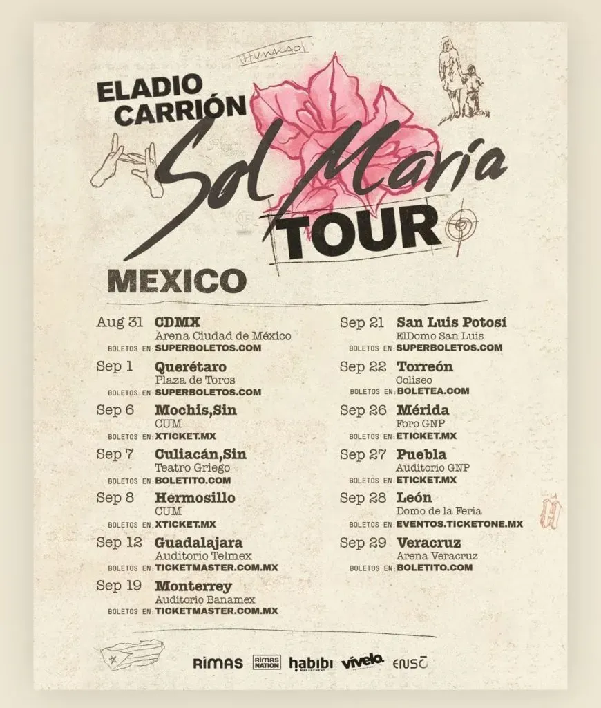Así será la gira de Eladio Carrión en México 2024.