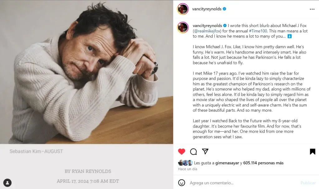 Así fue el posteo de Ryan Reynolds. (Instagram)
