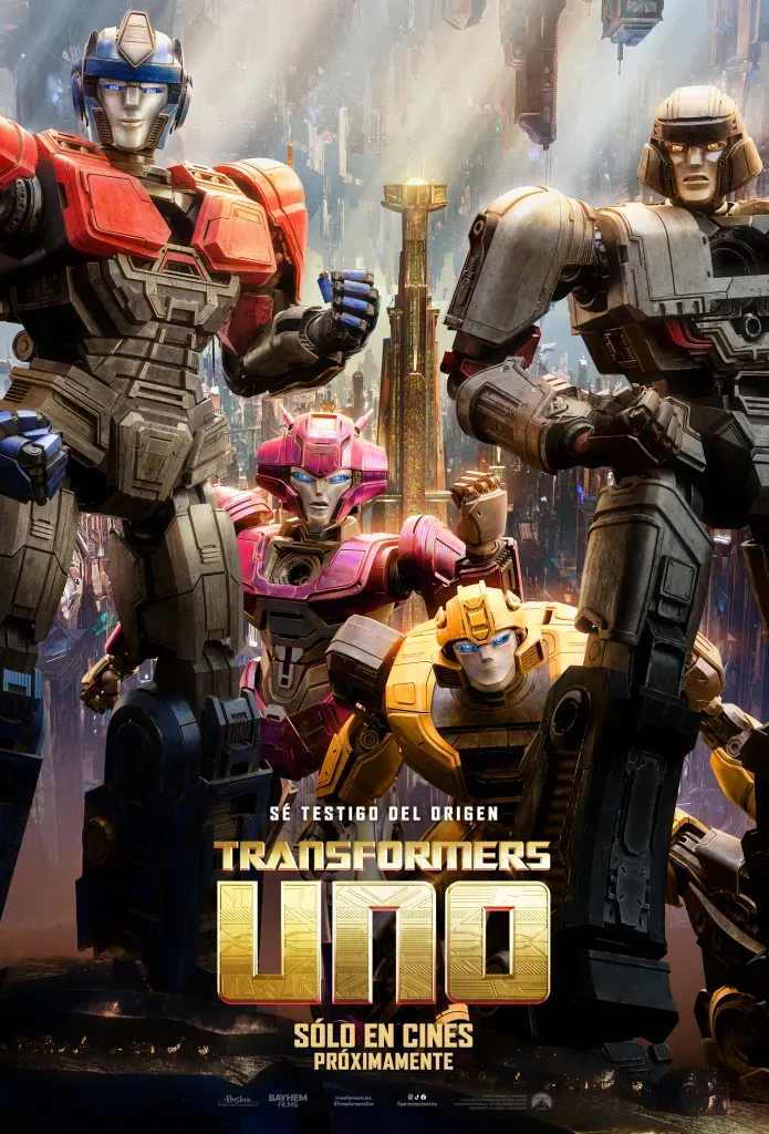 El afiche oficial de Transformers Uno.