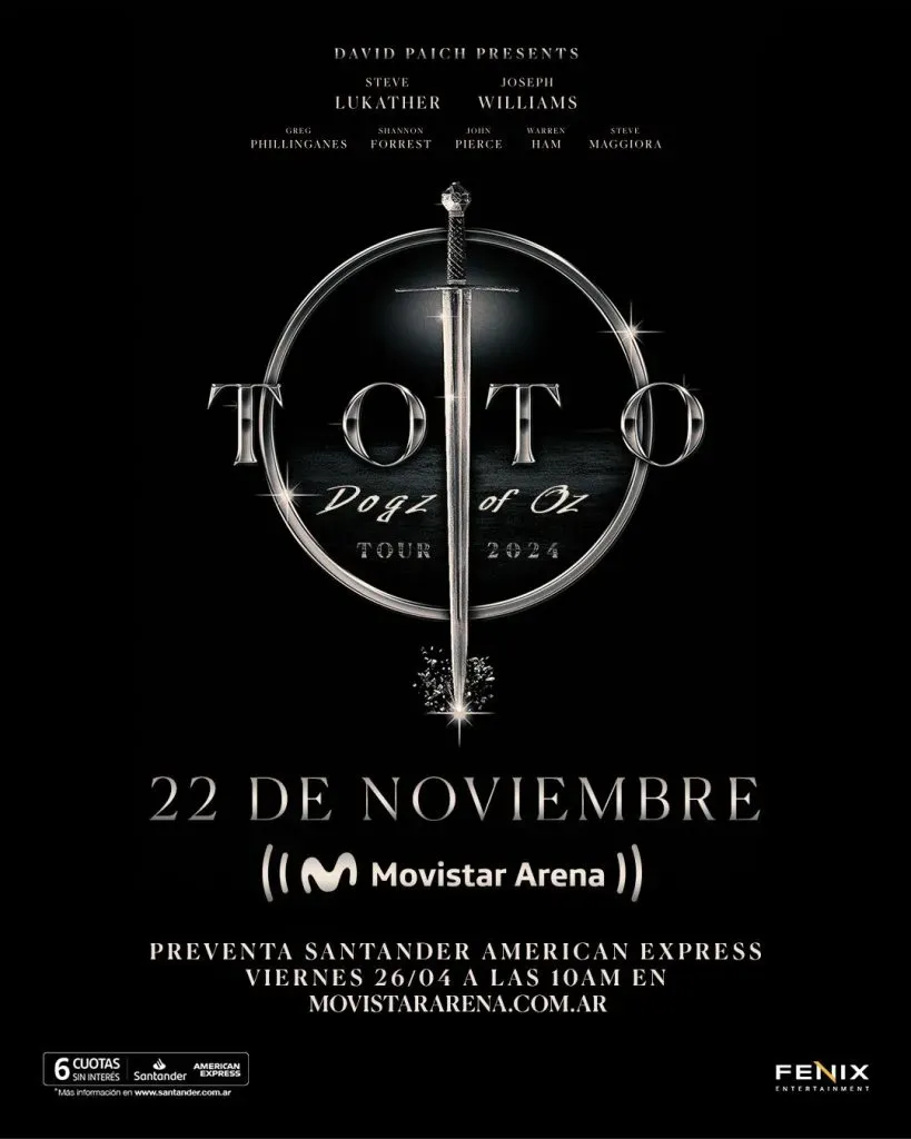 Se revelaron los detalles del concierto de Toto en Argentina 2024.