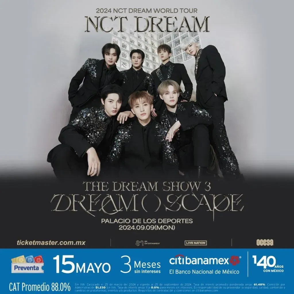 Detalles de boletos para NCT Dream en el Palacio de los Deportes.