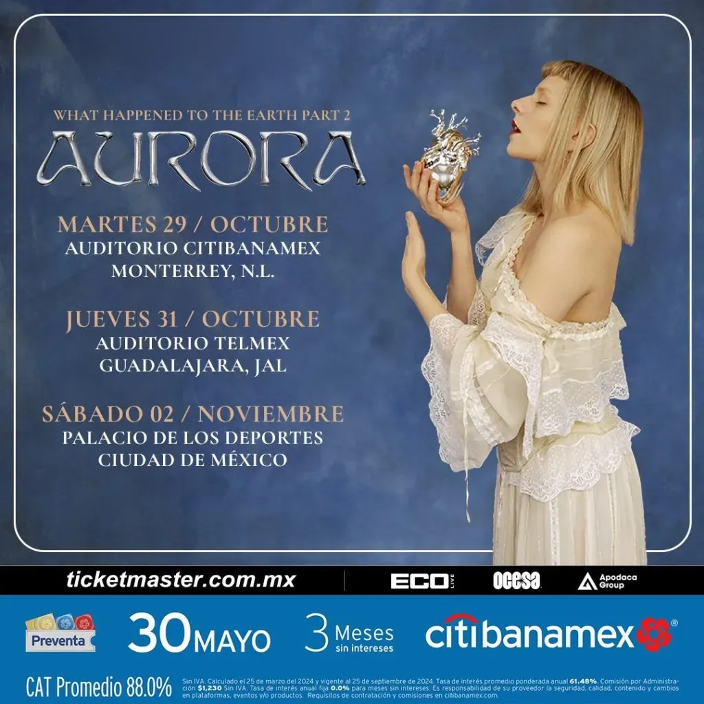 Aurora volverá a presentarse en México durante el 2024.