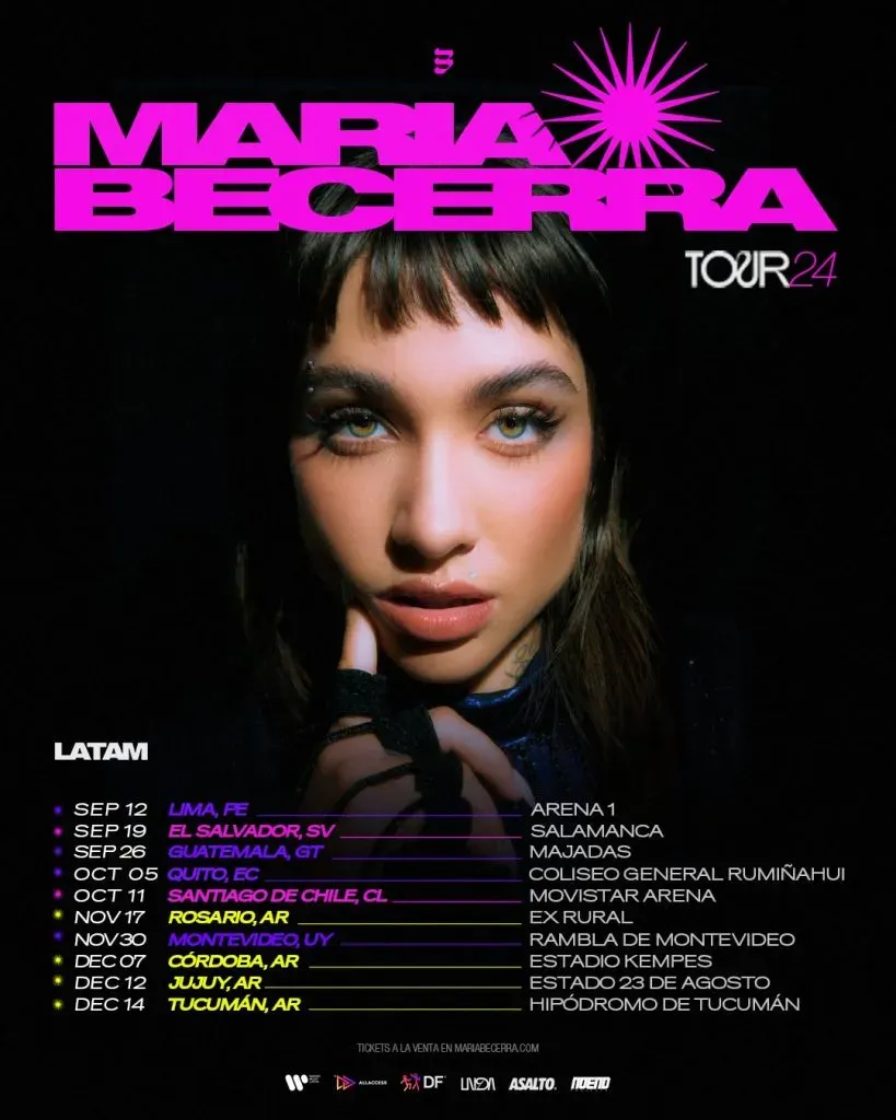 Las fechas de María Becerra en Latinoamérica y Argentina.
