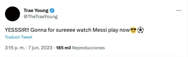 Trae Young reaccionó a la llegada de Messi.