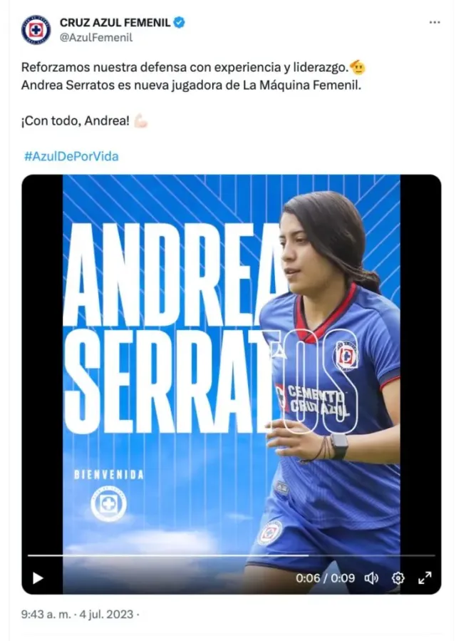 Cruz Azul Femenil, Twitter