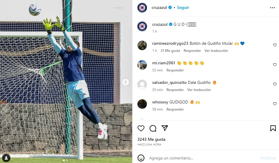 Publicación en IG de Cruz Azul