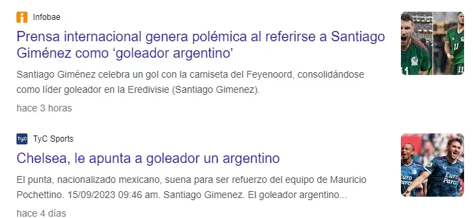Información de medios argentinos