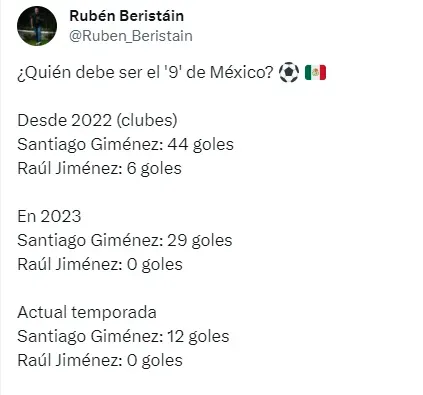 Información del periodista Rubén Beristáin (TW)