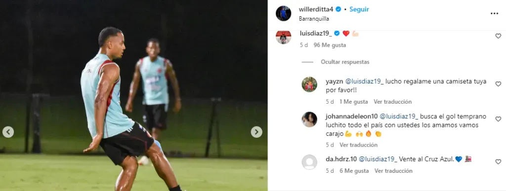 Pedido de un fanático de Cruz Azul a Luis Díaz (IG Willer Ditta)