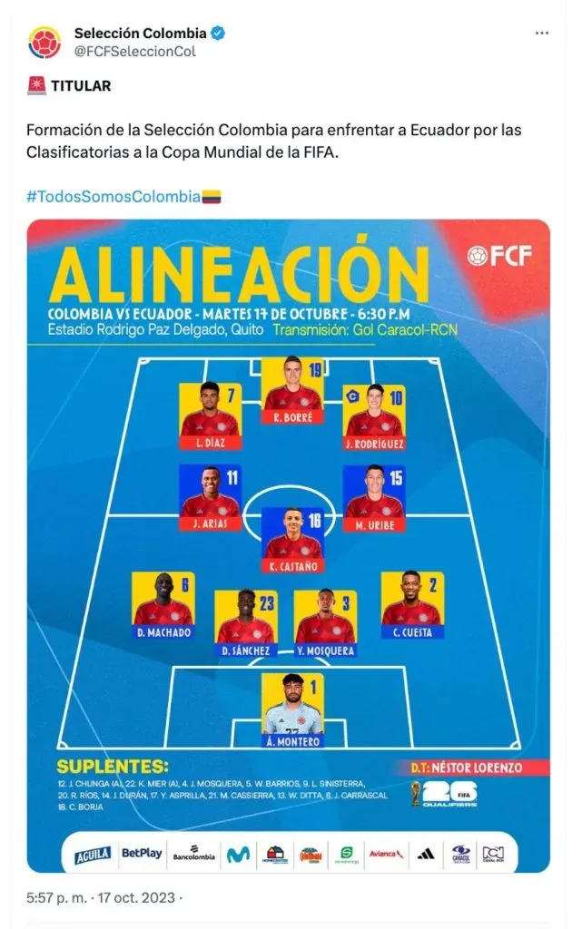 Selección Colombiana | Twitter