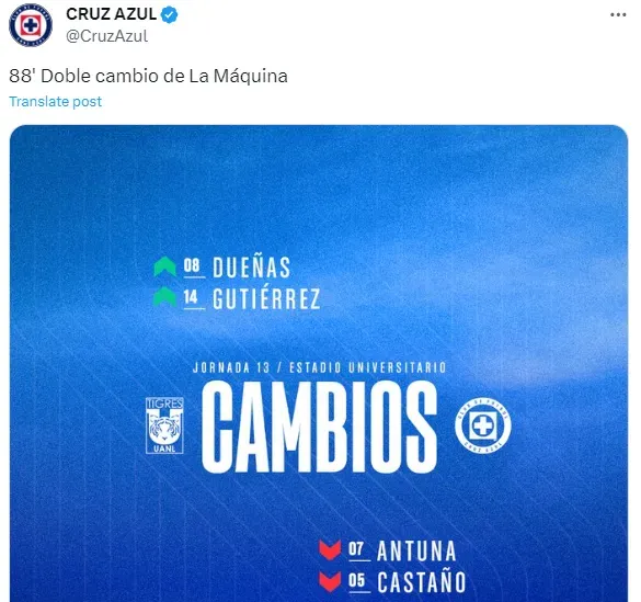 Doble cambio de Joaquín Moreno en los últimos minutos de partido (TW CAZ)