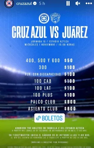 Entradas para el partido contra el FC Juárez
