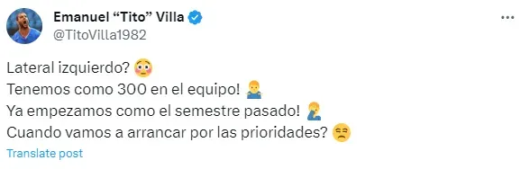 Emanuel Villa en su cuenta de X (antes Twitter)