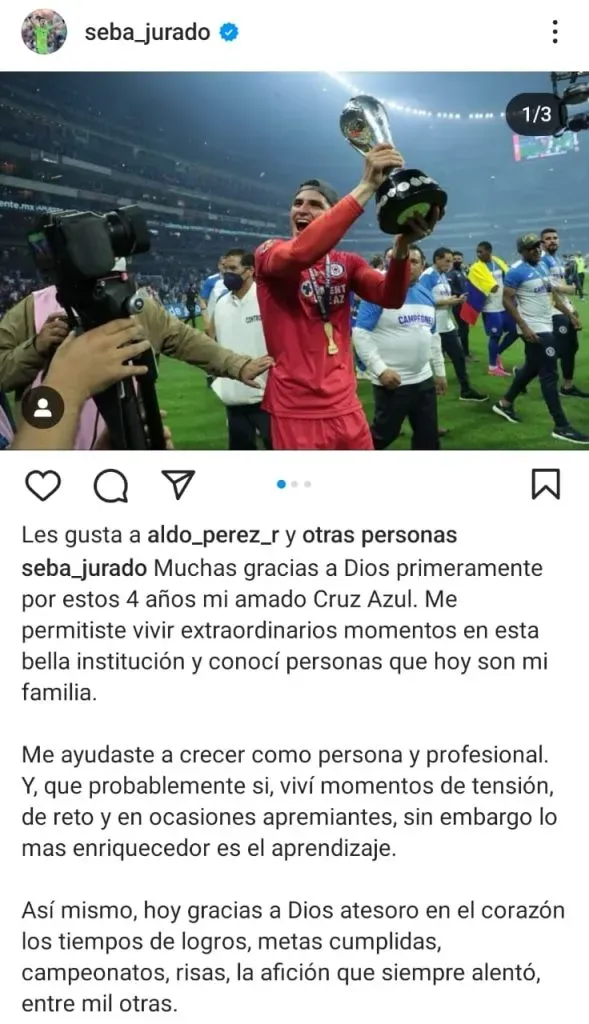 La despedida de Sebastián Jurado. (@Seba_Jurado)
