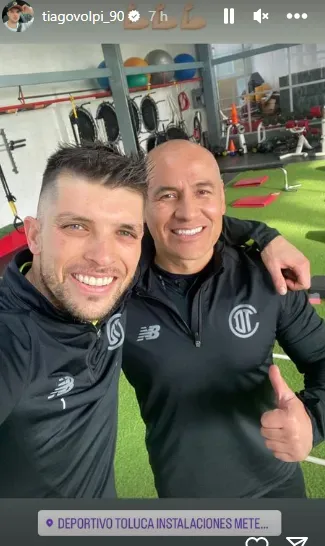 Publicación de Volpi en los entrenamientos del Toluca