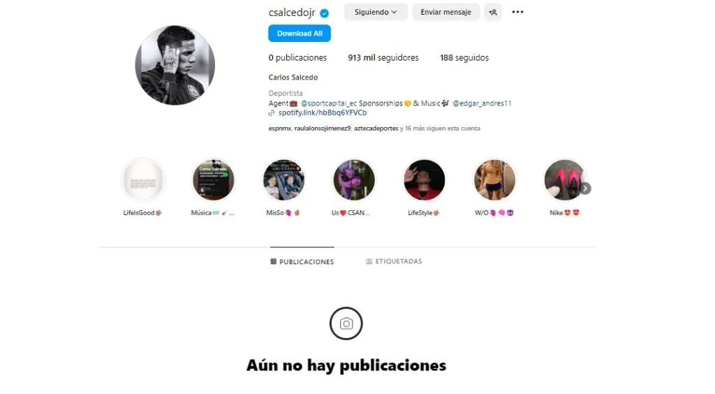 Salcedo borró las publicaciones de su Instagram. (@csalcedojr)