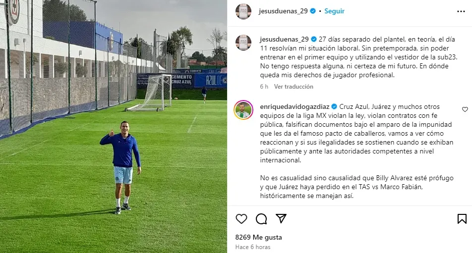 Post de Jesús Dueñas en su perfil de Instagram
