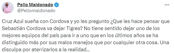 Publicación de Pello Maldonado en redes sociales