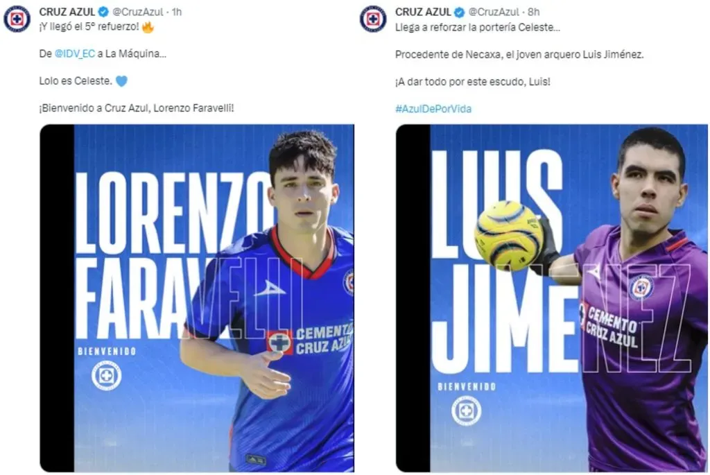 Cruz Azul anunció a su cuarto y quinto refuerzo. (Prensa Cruz Azul)