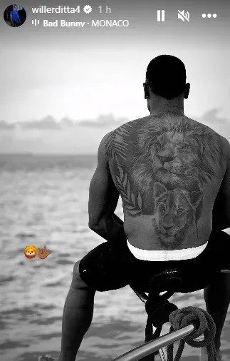Willer Ditta también se sumó a la moda de los tatuajes que abarcan toda la espalda (IG Willer Ditta)