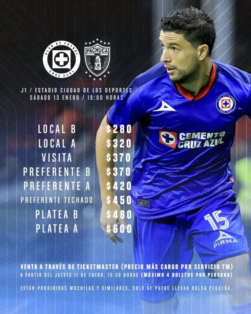 El precio de los boletos para el Estadio Azul. (Foto: Cruz Azul)