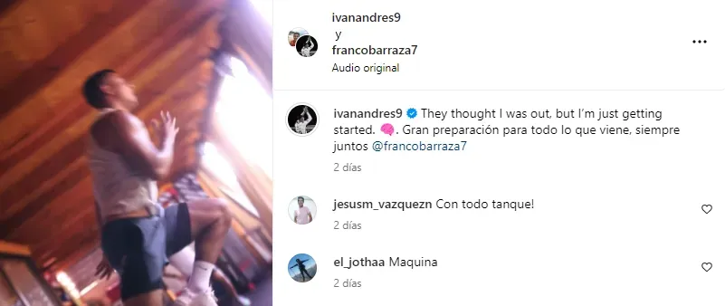 Publicación de Iván Morales en Instagram