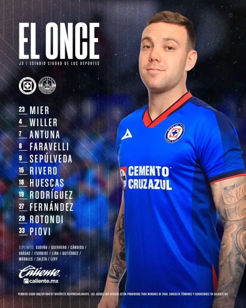 XI de Cruz Azul para el duelo vs. Mazatlán