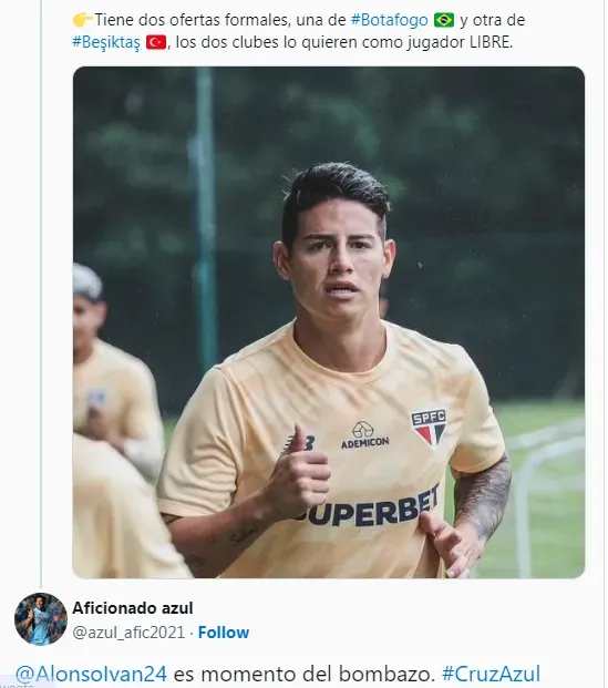 Reacción a la información sobre el futuro de James Rodríguez
