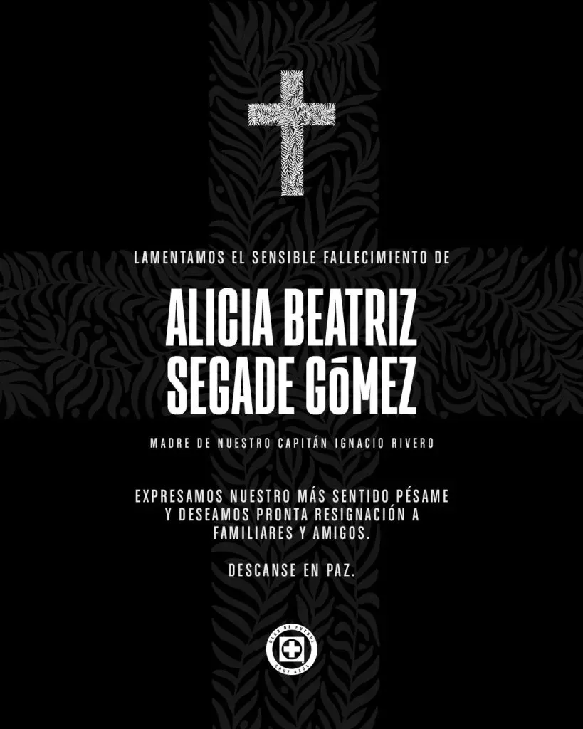 Cruz Azul lamentó el fallecimiento de la madre de Nacho Rivero