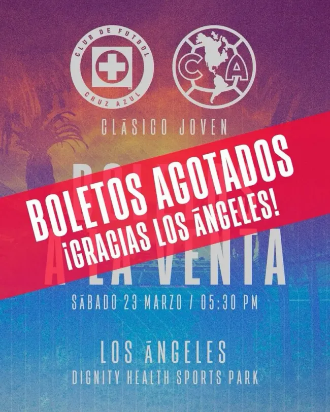 Se acabaron los boletos del Cruz Azul vs. América de marzo (Oficial Cruz Azul)