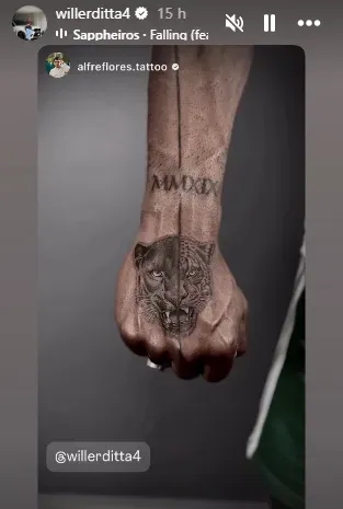 El nuevo tatuaje de Willer Ditta (IG Willer Ditta)