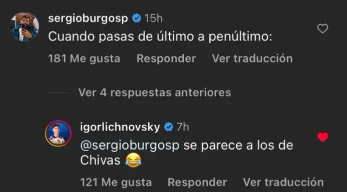 Publicación de Lichnovsky en Instagram