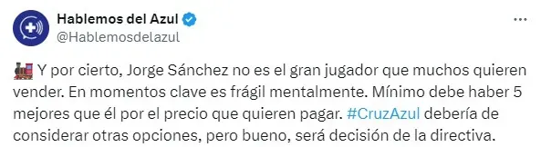 Los aficionados de Cruz Azul ardidos con Jorge Sánchez (X)