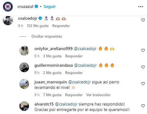 Reacciones de los fanáticos al nivel de Salcedo (IG Cruz Azul)