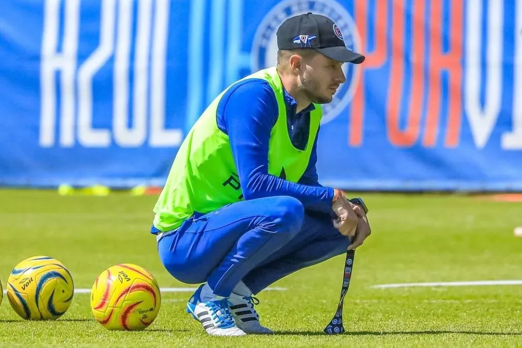 Martín Anselmi en el entrenamiento de Cruz Azul (IG Martín Anselmi)