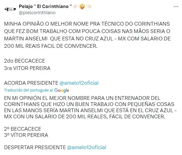 En Brasil siguen soñando con Martín Anselmi en Corinthians (X)