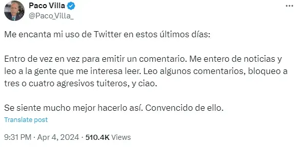 El último posteo de Paco Villa