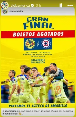 Publicación del Club América en redes sociales