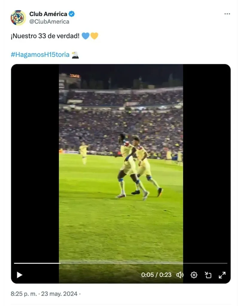 La irrespetuosa burla del América a Cruz Azul tras el gol de Quiñones.