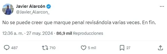 Javier Alarcón indignado con el penal que le regalaron al América (X)